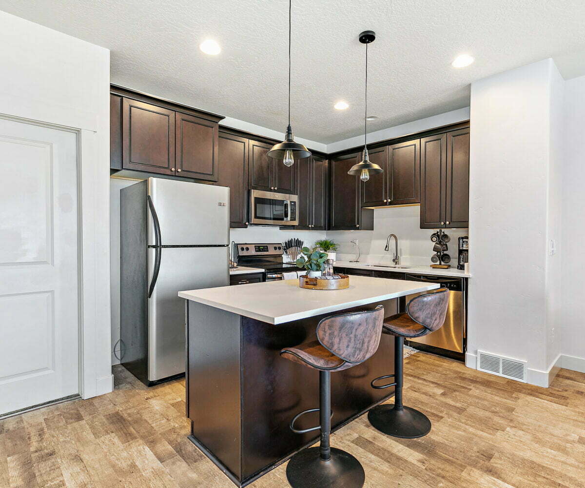 Kitchen photo of furnished 3 bedroom townhome located near Salt Lake City, UT.